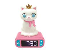 Lexibook Réveil RL800KT Chat 3D - Veilleuse lumineuse, sons et écran LCD - Blanc/Rose