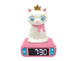 Lexibook, Kitten Réveil Veilleuse, RL800KT | Sons et mélodies, écran LCD rétroéclairé, lumineux, snooze, Blanc/Rose