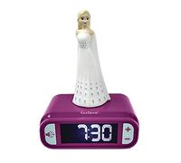 Lexibook Réveil Veilleuse Elsa – personnage 3D lumineux, 6 alarmes, écran rétroéclairé, Violet/Blanc