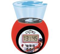 Lexibook Miraculous Ladybug Chat Noir, Réveil projecteur avec Fonction Alarme et répétition Snooze, veilleuse avec minuterie, écran LCD, à Piles, Rouge/Noir, RL977MI