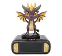 LEXIBOOK - Réveil veilleuse Dragon - Sons et mélodies, écran LCD rétro-éclairé et lumineux - Noir, Violet, Jaune