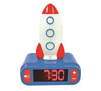 Lexibook Réveil digital veilleuse Space Fusée 3D RL800SPC – 6 effets sonores, écran LCD, Bleu