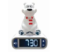 Lexibook Réveil veilleuse Ours polaire RL800PB – Lumineux, 6 alarmes, 6 sons, Snooze, Blanc