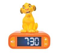 Lexibook, Disney Le Roi Lion, Réveil veilleuse Simba, Sons et mélodies, Ecran LCD rétro-éclairé, Lumineux, Snooze, Jaune/Orange, RL800AN