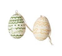 Lexington Décoration de Pâques Easter Eggs in Papier Maché lot de 2 Green-yellow