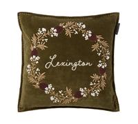 Lexington Housse de coussin Wreath coton écologique velours 50x50 cm Olive-brown-white