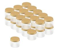 LEXININ Lot de 30 bocaux en plastique transparent de 150 ml avec couvercles dorés, récipients vides à large ouverture pour nourriture, épices