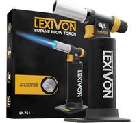 LEXIVON Chalumeau au butane, briquet rechargeable très résistant avec flamme réglable et réservoir en aluminium de qualité professionnelle | Idéal pour la soudure et les tâches de cuisine (LX-761)