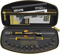 LEXIVON Cle Dynamometrique Velo 1/4, 2-26Nm CW (±4%) CCW (±6 ynamométrique Moto, Embouts Torx, Barre d'Extension, Adaptateur Douille Inclus - Clef Dynamometrique (LX-191)
