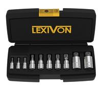 LEXIVON Coffret Douille Torx Male | douille 12 pans XZN en acier S2 premium | Set de 10 pièces M4 à M18 avec Coffret Torx de rangement (LX-145)