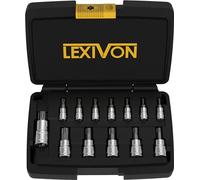 LEXIVON Coffret Douille Torx Male | Set de 13 douille etoile T8 à T60 | Embouts Torx avec entraînement 1/4", 3/8", 1/2" pour clés dynamométriques et perceuses (LX-143)