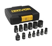 LEXIVON Douille Torx Femelle set de13 | Douilles profilés E Torx, Externe Douilles étoile Taille E4, E5, E6, E7, E8 E10, E12, E14, E16, E18, E20-3/8” à 1/4”, et 1/4” à 3/8” adaptateur incls (LX-147)