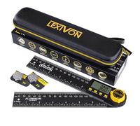 LEXIVON Rapporteur d'angle Numerique, Fausse Equerre Numerique en Aluminium, Jauge d'angle Multifonction de 180 mm, avec Grand Écran et Pochette Zippée Robuste (LX-DAF7)