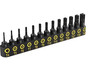 LEXIVON Set de 13 douilles à embouts étoilé Tamper Proof Torx, taille de sécurité T4, T5, T6, T7, T8, T9, T10, T15, T20, T25, T27, T30, T40 Tournevis Inviolable Bit, Hex Tige Embout (LX-301)