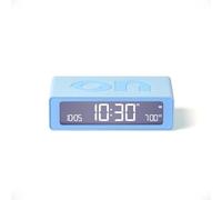Lexon Flip Mini Réveil Matin de Voyage, Horloge numérique LED on/Off à luminosité réglable, Rechargeable et Tactile, idéal comme réveil de Chevet - Bleu Clair