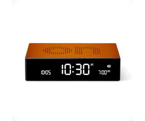 Lexon Flip Premium Réveil réversible et Rechargeable, à écran VA LCD, Faces on/Off, Snooze, Contrôle Tactile, en Aluminium - Orange