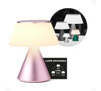 Lexon Lampe de bureau LED LUMA M, lampe de table sans fil tactile avec variateur d'intensité et synchronisation multi lampes, 9 couleurs de lumière pour bureau, chambre et chevet - Rose