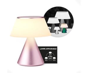 Lexon Lampe de bureau LED LUMA M, lampe de table sans fil tactile avec variateur d'intensité et synchronisation multi lampes, 9 couleurs de lumière pour bureau, chambre et chevet - Rose