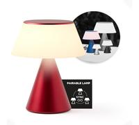 Lexon Lampe de chevet LED LUMA L, Grande lampe de table sans fil tactile avec variateur d'intensité et synchronisation multi lampes, 9 couleurs de lumière rechargeable - Rouge Sombre