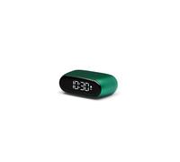 Lexon MINUT Mini Réveil Compact avec écran VA LCD Pure Black, Commande Tactile, Fonction Snooze et rétroéclairage, Batterie Rechargeable, Finition Aluminium - Vert Sombre