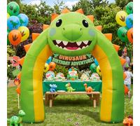 Leyndo Arche gonflable de 2,4 m - Tyrannosaure Rex - Arche géante gonflable avec lumières LED intégrées - Décoration de cour en forme de dinosaure pour anniversaire - Décoration de fête sur le thème