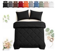 Leyof Lunex Couette 2 en 1,Couette Easy Sleep 2 en 1 Lunex avec 2 Taies d'oreiller,Convient à Toutes Les Saisons,Lavable en Machine,sans Housse Gain De Temps SéChage Rapide (Noir,230 * 230 cm)