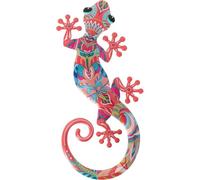 Lézard Décoratif En Métal Coloré Pink 12 X 24 Cm Multicolore