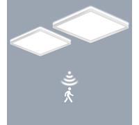 LEZOE 2PCS Plafonnier LED Dimmable avec Détecteur de Mouvement Radar 18W 2000LM, Lumineux avec Télécommande 3000K-6000K Plafonnier, 2.5cm Ultra Fin Lampes de Plafond pour Bains Garage Couloir 22CM