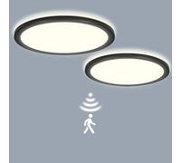 LEZOE 2PCS Plafonnier LED Dimmable avec Détecteur de Mouvement Radar 24W 2400LM, Lumineux avec Télécommande 3000K-6000K Plafonnier, 2.5cm Ultra Fin Lampes de Plafond pour Bains Garage Couloir Ø30CM