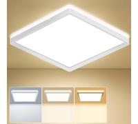 LEZOE Plafonnier LED 18W, 185lm/W, 3330lm, température de couleur réglable 3000K/4000K/6500K pour chambre, cuisine, salle de bain, couloir, balcon (lumineuse de 30x30x2,8 cm