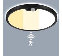 LEZOE Plafonnier LED avec détecteur de mouvement, 24W 2650LM, lampe de plafond à détecteur PIR, température de couleur 3000K/4000K/6500K pour salle de bain, garage sous-sol, couloir balcon Ø30*2.5cm