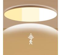 LEZOE Plafonnier LED avec détecteur de mouvement Radar, 25W 3380LM 135Lm/W 4000K Lampe de plafond dimmable, IP54 plafond étanche pour salle de bain, garage, escalier, sous-sol, balcon, couloir Ø35cm