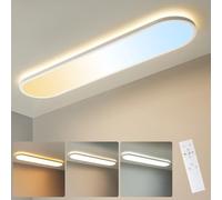 LEZOE Plafonnier LED dimmable avec télécommande, 60x20x2,9cm, 24W 3000lm 2700K- 6500K, avec fonction mémoire, idéal pour le bureau salon chambre la cuisine ou le bureau à domicile Panneau LED ovale