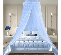 Lfish Moskitonetze-AB, Moustiquaire,Grand Moustiquaire pour lit,Grand Dôme Polyester,Lit D'installation Rapide et Facile, Adapté Lit Bébé, Simple, Double(Bleu), L-XXL