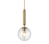 LFsem Suspension à Globe en Verre Transparente pour Chambre, Lampe Suspendue de plafond Moderne Dorée E27, Lustre pour Salon et Salle à manger