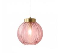 LFsem Suspension Luminaire Moderne à Boule de Verre de 20cm en Finition Dorée, Lampe Suspendu Hauteur Réglable E27 Lustre pour Salle à Manger,Salon,Chambre,Cuisine (Rose)