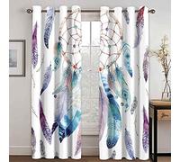 LGCK Rideaux Occultants Isolant Thermique Polyester Rideaux pour Garçon Fille Chambre Attrapeur De Rêves 3D Design Moderne À Oeillets Salon Rideau 140x160cm(Largeur x Hauteur),2 Pièces