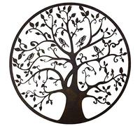 L'Héritier Du Temps Grande Applique Murale Fronton Style Arbre de Vie Décoratif à Fixer en Métal Patiné Marron-Noir 1,5x95x95cm