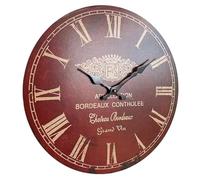 L'Héritier Du Temps Horloge Murale Pendule Ronde de Cuisine ou Salon en Bois et Papier Appellation Bordeaux Controlée 4x34x34cm