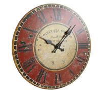 L'Héritier Du Temps Horloge Murale Pendule Ronde de Cuisine ou Salon en Bois et Papier Biscuits Sablés 4x34x34cm