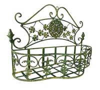 L'Héritier Du Temps Jardinière GM à Accrocher Balconnière en Acier et Fonte Patinée Vert Ancien Support à Plantes 17,5x30,5x46cm