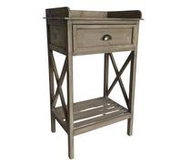 L'Héritier Du Temps Meuble en Bois Façon Table de Rempotage Meuble de Cuisine Console en Pin Vieilli Patiné 39x54x90cm