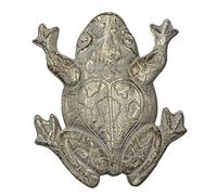 L'Héritier Du Temps Pas Japonais Motif Grenouille Décoration de Jardin en Fonte Patinée Gris 2x28x32cm