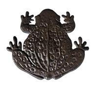 L'Héritier Du Temps Pas Japonais Motif Grenouille Décoration de Jardin en Fonte Patinée Marron 2x29x33cm
