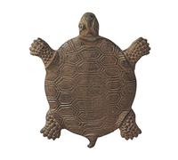 L'Héritier Du Temps Pas Japonais Motif Tortue Décoration de Jardin en Fonte Patinée Marron 2x25,50x31cm