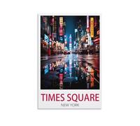 LHJOIUN Affiche Vintage New York Times Square - Impression sur Toile de Nuit 30x45 cm - Décoration Moderne pour Salon, Chambre - Art Mural