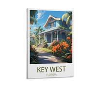 LHJOIUN Key West Florida Affiche de voyage vintage sur toile pour salon, chambre à coucher, décoration d'intérieur 20 x 30 cm