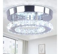 lhome Moderne lustres en cristal, 7.9Inch plafonnier de LED, Mini cristal rond en acier inoxydable Flush lampe de plafond pour Salle à manger Salon Chambre Hall d'entrée (12W / 6500K / Cool White)
