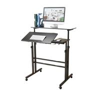 LHSJYG Table D'appoint Bureau Debout Hauteur réglable 70-115 cm avec roulettes Bureau Roulant Plateau inclinable(Black)