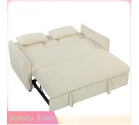LIA Canapé convertible 2 places 3 en 1, canapé-lit clic clac en chenille avec dossier réglable, porte-gobelets, beige